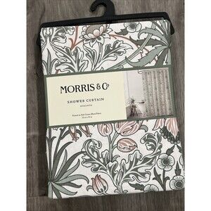Morris & Co Hyacinth Green Floral Cotton Blend Fabric Shower Curtain 72 X 72 New